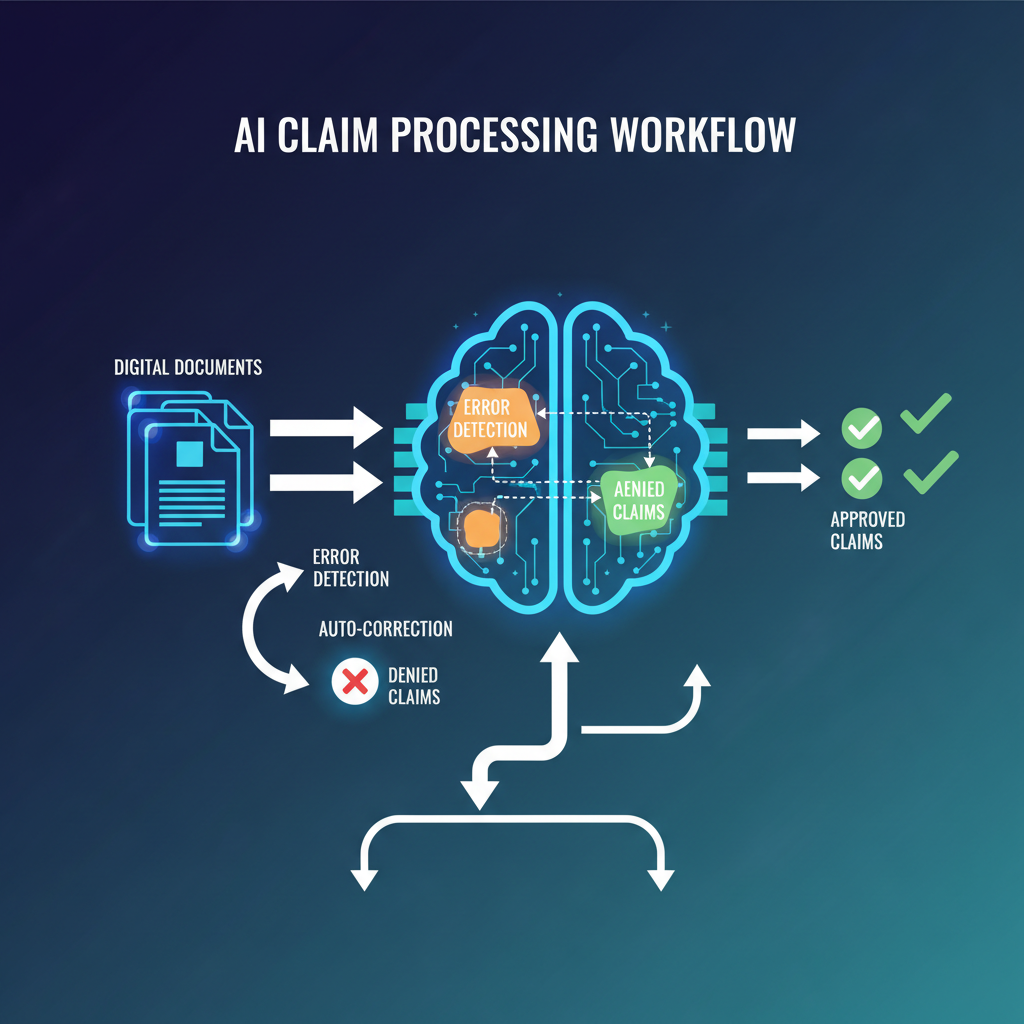 AI workflow pipeline automating insurance claim processing and denial prevention