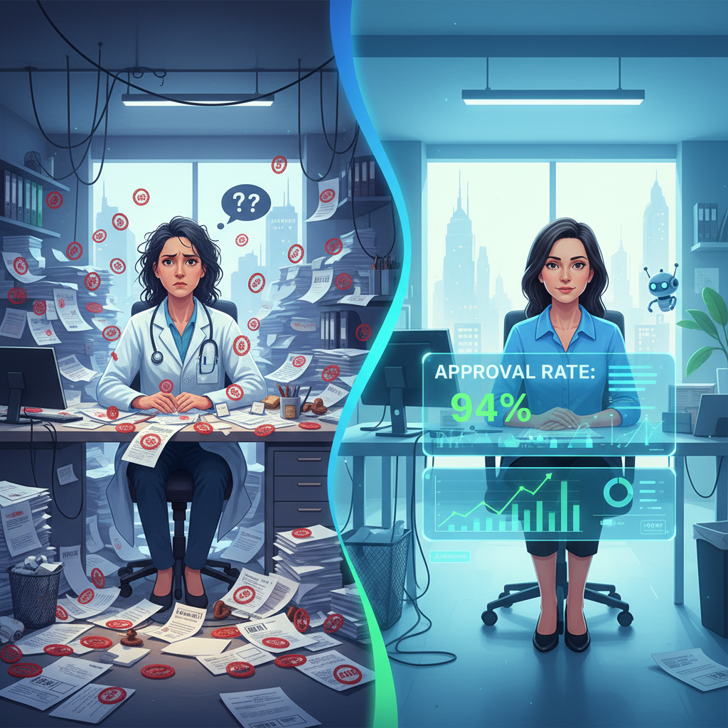 Before and after comparison: traditional vs AI-powered insurance claim management in healthcare clinics