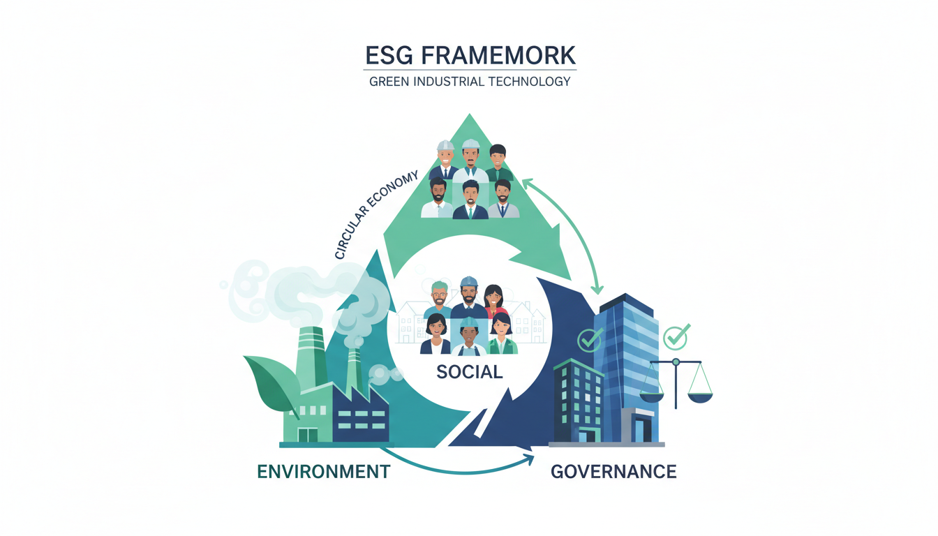 ESG framework Environmental Social Governance applied to industrial green technology waste heat recovery — sustainable manufacturing compliance investment