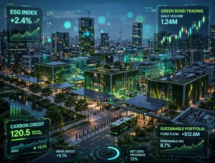 Modern urban infrastructure project financed by ESG and municipal green bonds